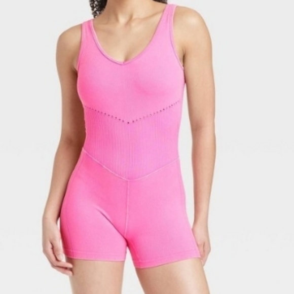 JoyLab Pants - Women's Seamless Short Active Bodysuit- JoyLab Pink